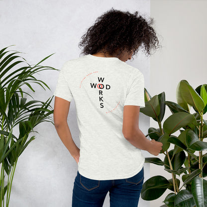 ATMN Lion + Woodworks Cross Unisex T-shirt /// Hyper Crimson