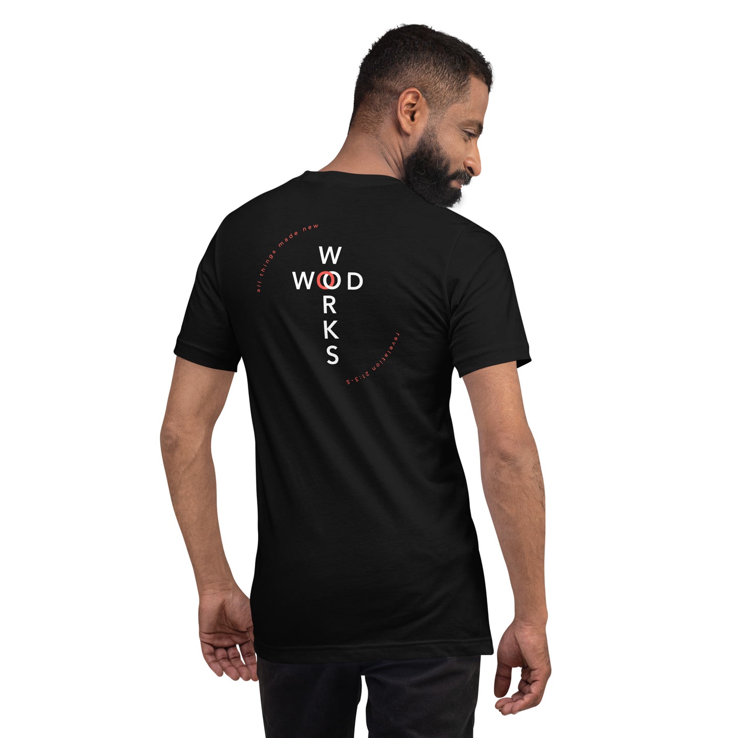 ATMN Lion + Woodworks Cross Unisex T-shirt /// Hyper Crimson